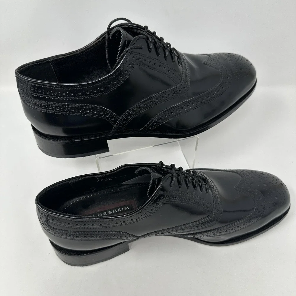 Florsheim Lexington‎ Dress Shoes Mens 8.5D Black Wingtip Oxford Brogue Leather